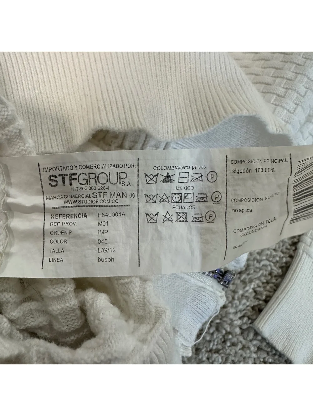 STF MAN White Full Zip Sweater Jacket